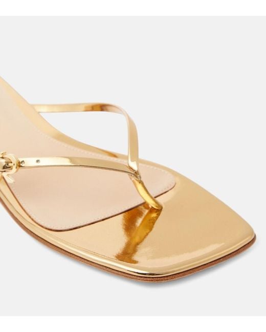 Gianvito Rossi Natural Mirrored Leather Thong Sandals