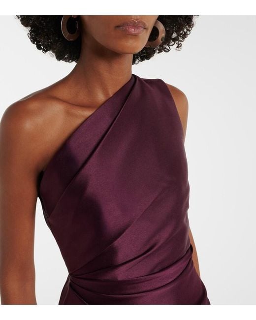 Solace London Purple Kira Draped Satin Gown