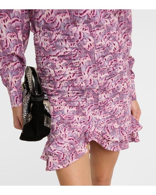 Isabel Marant Purple Milendi Ruffled Silk-blend Miniskirt
