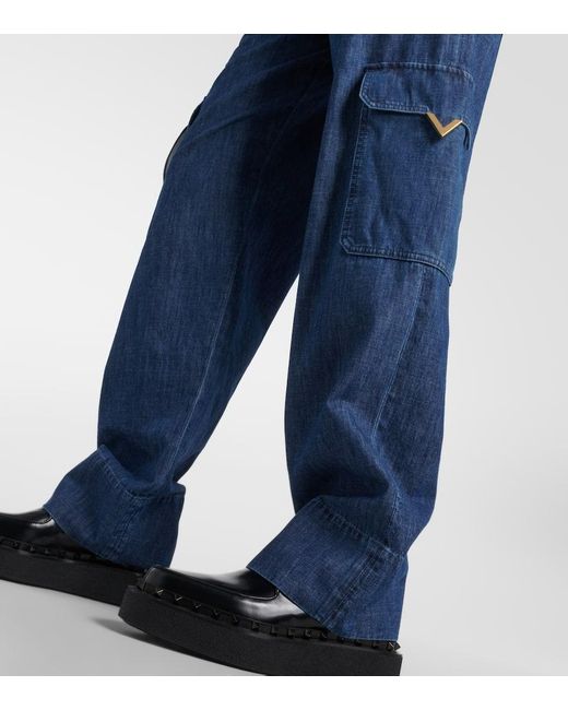 Jeans cargo a gamba larga di Valentino in Blue