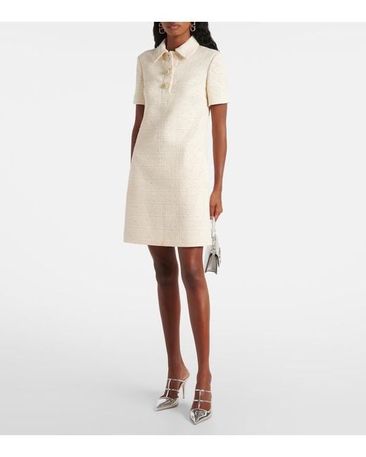 Valentino Natural Cotton-Blend Tweed Minidress