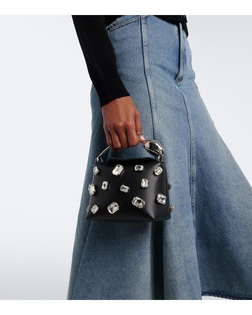 Erdem Black Bloom Mini Leather Top-Handle Bag