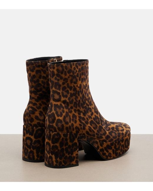 Gianvito Rossi Brown Sally Leopard-Print Suede Ankle Boots