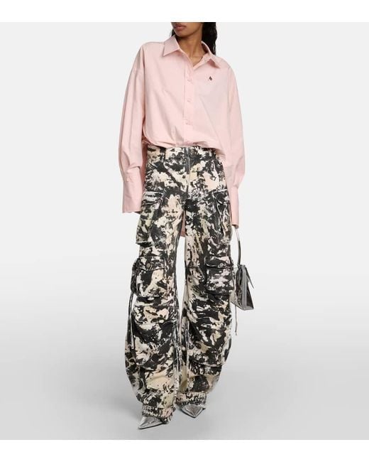 The Attico Metallic Bedruckte Cargohose Fern Aus Baumwolle
