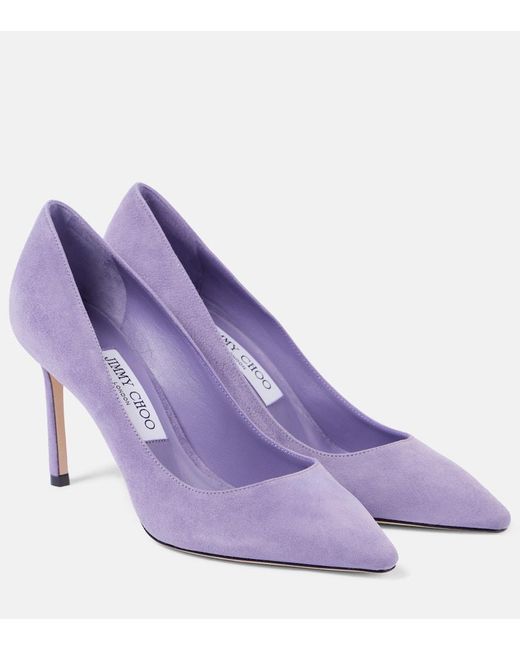 Jimmy Choo Purple Romy 85 Suede Pumps