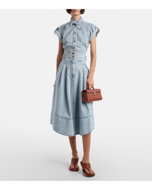 Zimmermann Blue Wandlerlust Denim Midi Skirt