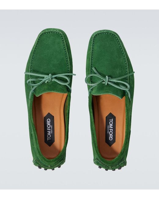 Tom Ford Green Suede Driving Shoes for men