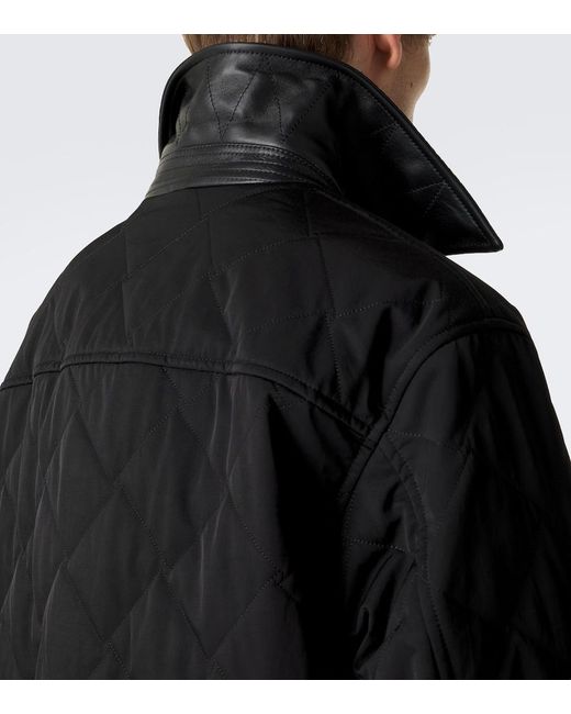 Bottega Veneta Black Intrecciato Quilted Cotton-Blend Overshirt for men