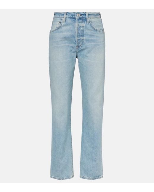 Citizens of Humanity Blue Baretta High-Rise Straight Jeans