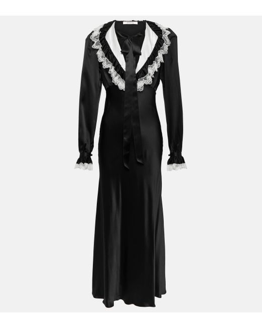 Robe longue en satin de soie Rodarte en coloris Black