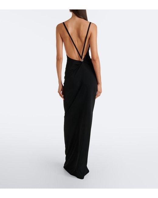 Coperni Black Draped Open-Back Jersey Maxi Dress