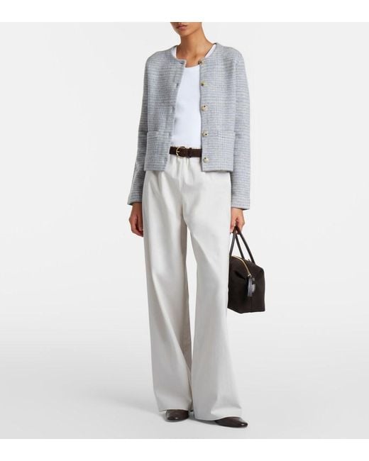 Vince Gray Checked Wool And Cashmere Cardigan