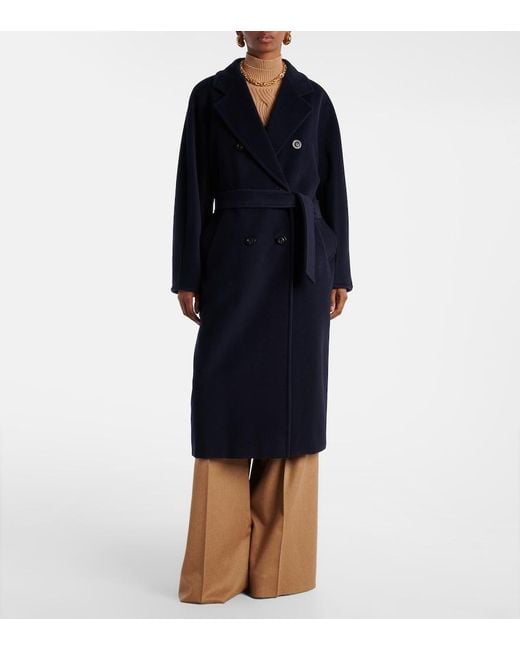 Max Mara Blue Madame Wool And Cashmere Wrap Coat