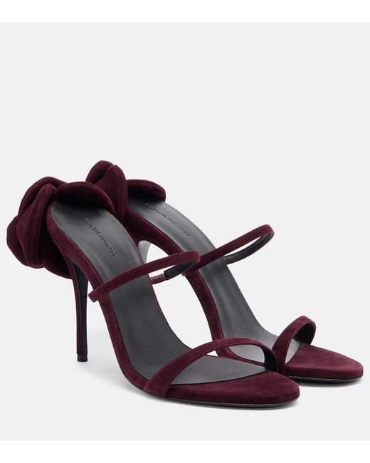 Magda Butrym Multicolor Floral-Applique Suede Mules
