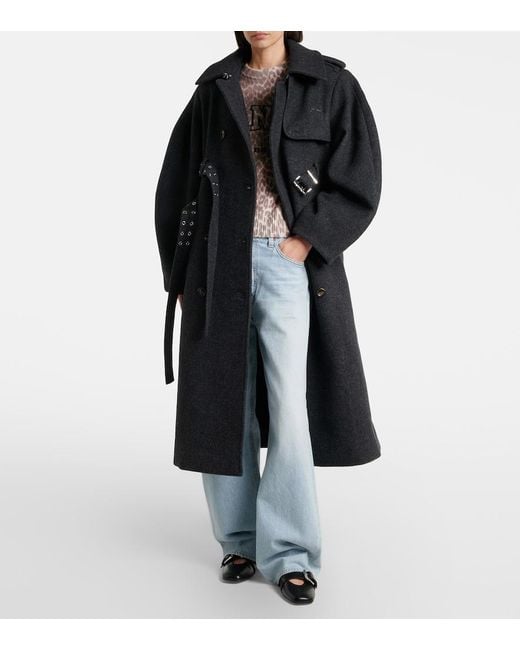 Ganni Black Belted Wool And Cashmere-Blend Coat