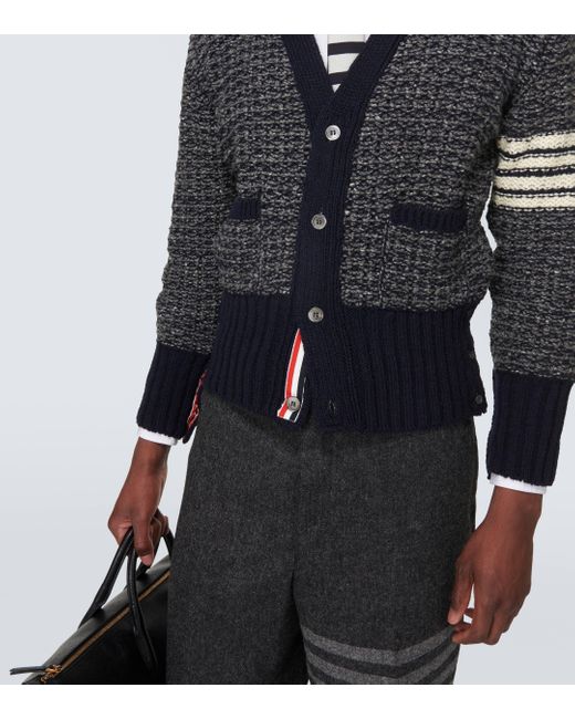 Thom Browne Blue 4-bar Wool And Mohair Cardigan for men