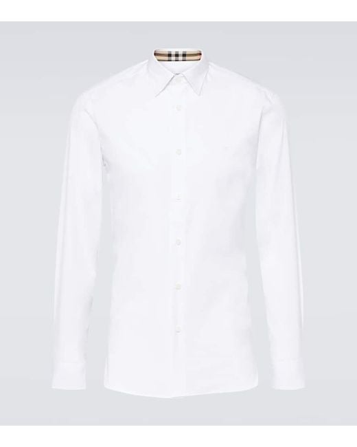 Camisa de mezcla de algodon Burberry de hombre de color White