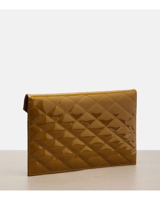 Saint Laurent Natural Paris Quilted Patent Leather Pouch