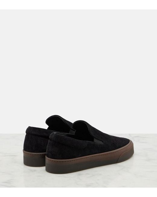 The Row Black Mh Suede Slip-On Shoes