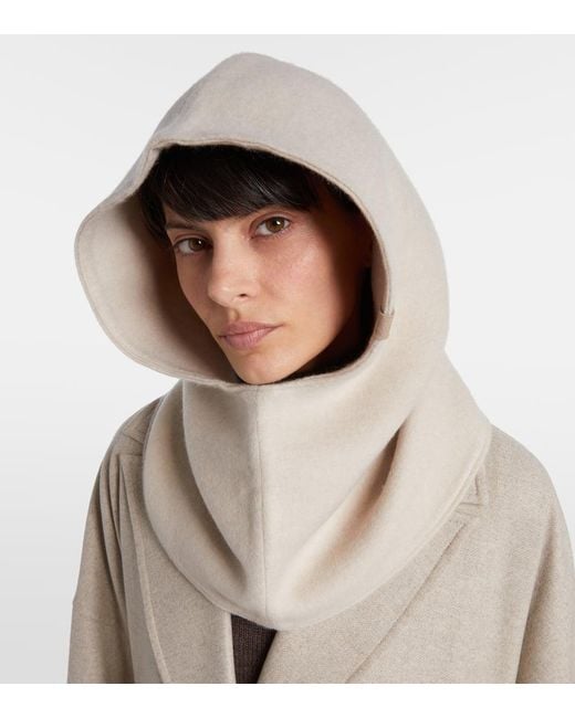 Brunello Cucinelli Natural Knitted Wool And Cashmere Hood