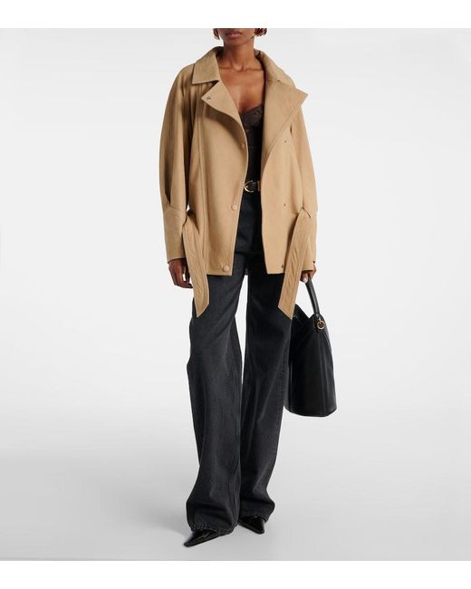 Nour Hammour Natural Buffy Leather Jacket