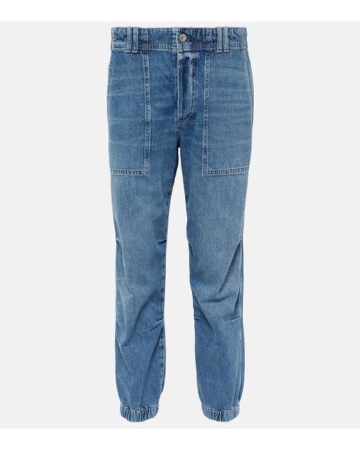 Citizens of Humanity Blue Agni Mid-rise Twill Tapered Pants