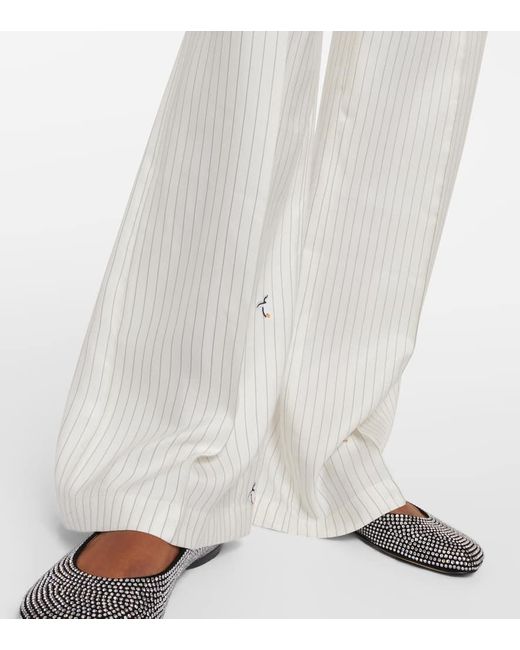 Loewe White Weite Hose aus Seide und Baumwolle