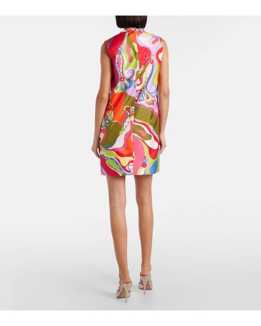 Emilio Pucci Red Orchidee Silk Twill Minidress