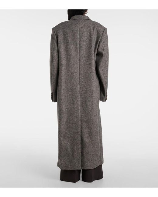 Stella McCartney Gray Double-Breasted Wool And Silk-Blend Coat