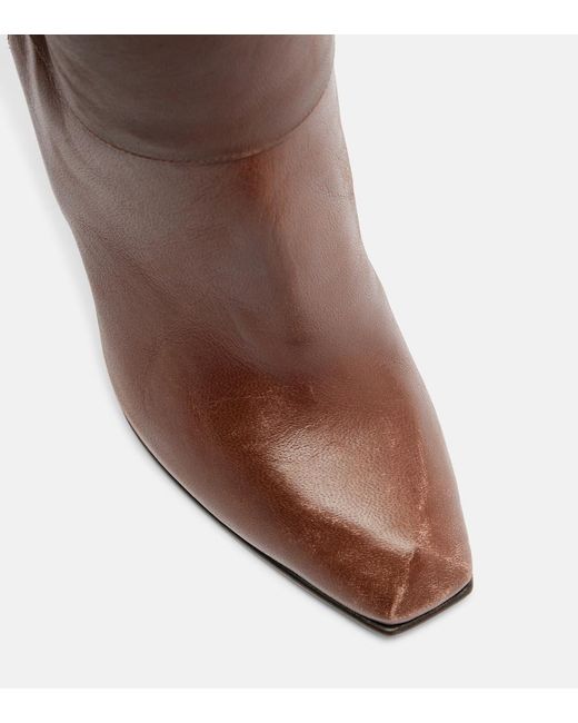 McQueen Brown Horn Lace-Up Leather Knee-High Boots