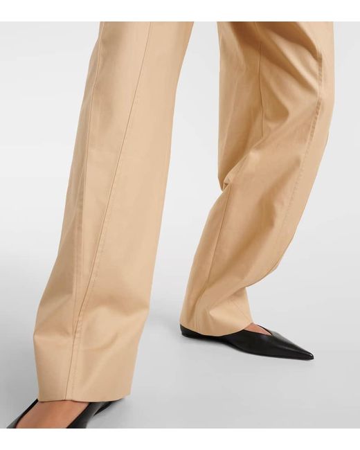 Pantalones rectos de algodon fruncido Victoria Beckham de color Natural