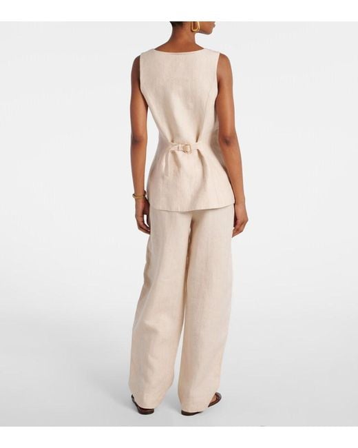 Posse Natural Lucille Pinstripe Linen Vest