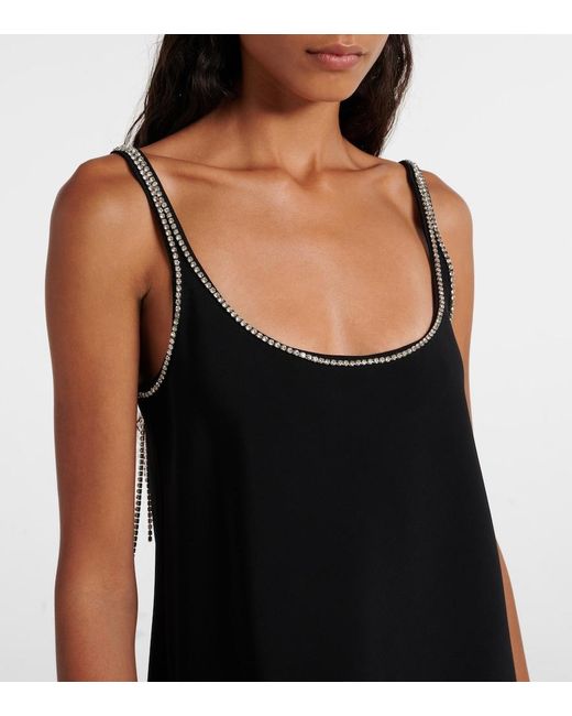 Sportmax Black Abetone1234 Embellished Cady Slip Dress