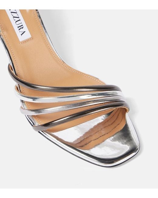 Aquazzura Latour 75 Metallic Leather Sandals