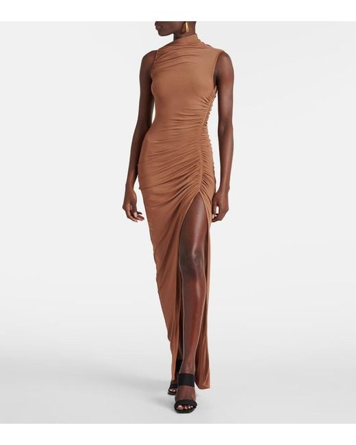 Rick Owens Brown Svita Ruched Jersey Gown
