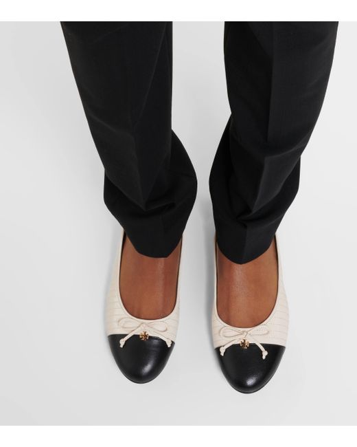 Tory Burch White Quilted Leather Ballet Flats