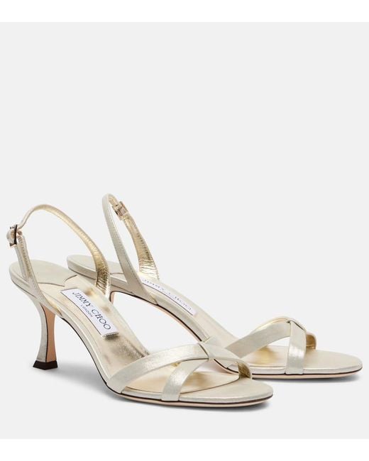 Jimmy Choo Natural Elsy 70 Metallic Leather Sandals