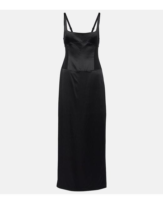 Sir Black Sonora Evening Silk-Blend Satin Midi Dress