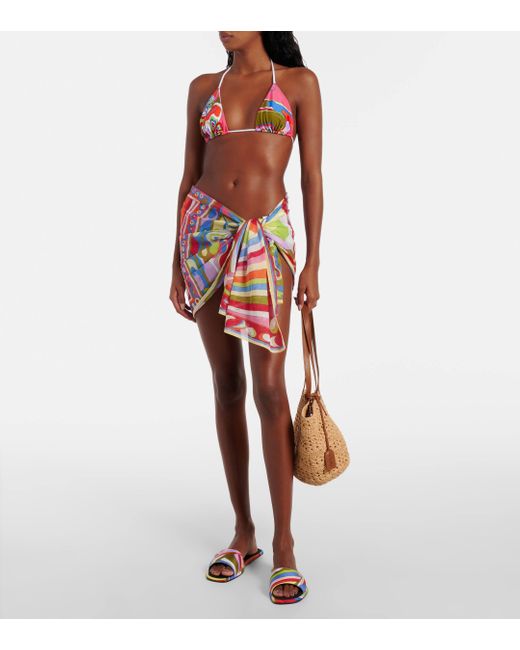 Emilio Pucci Red Printed Triangle Bikini Top