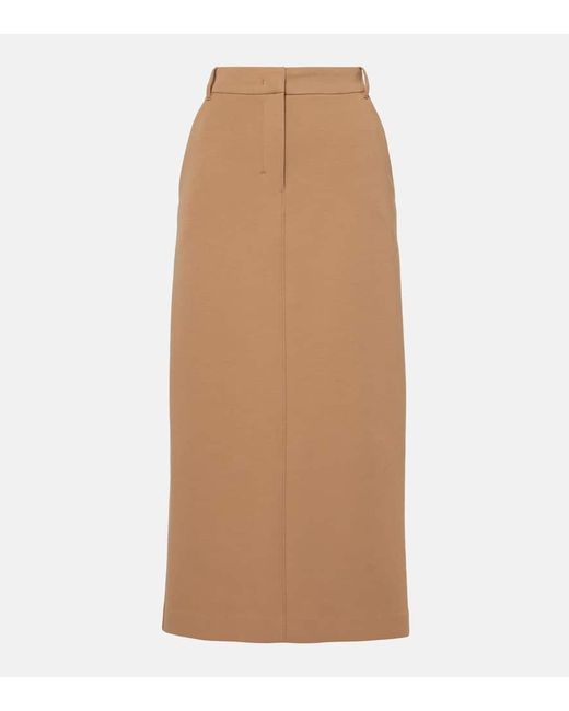 Max Mara Natural Bleistiftrock Como Aus Einem Baumwollgemisch
