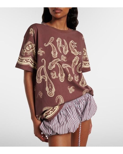 The Attico Brown Bandana Oversized Cotton Jersey T-Shirt