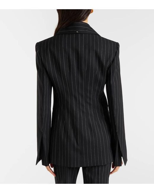 Blazer Rive De Gabardina En Mezcla De Lana A Rayas Sportmax de color Black
