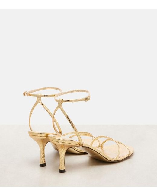 Jimmy Choo Natural 1998 Leo 65 Metallic Leather Sandals