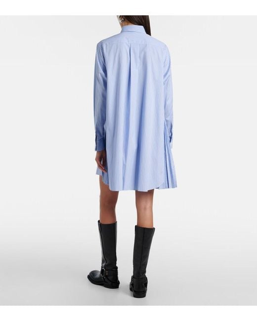 Sacai Blue Striped Cotton Poplin Shirt Dress