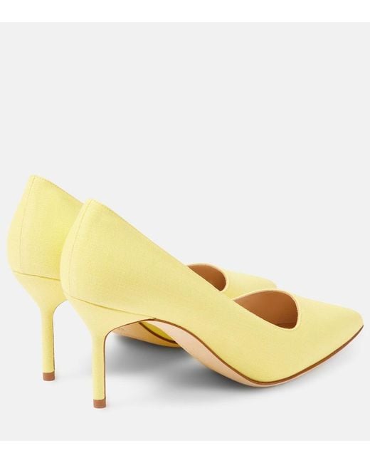 Manolo Blahnik Yellow Bb 70 Suede Pumps