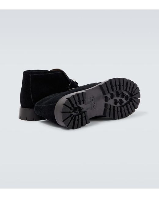 Botines De Ante Con Horsebit Gucci de hombre de color Black