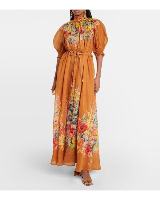 Zimmermann Orange Alight Floral Maxi Dress