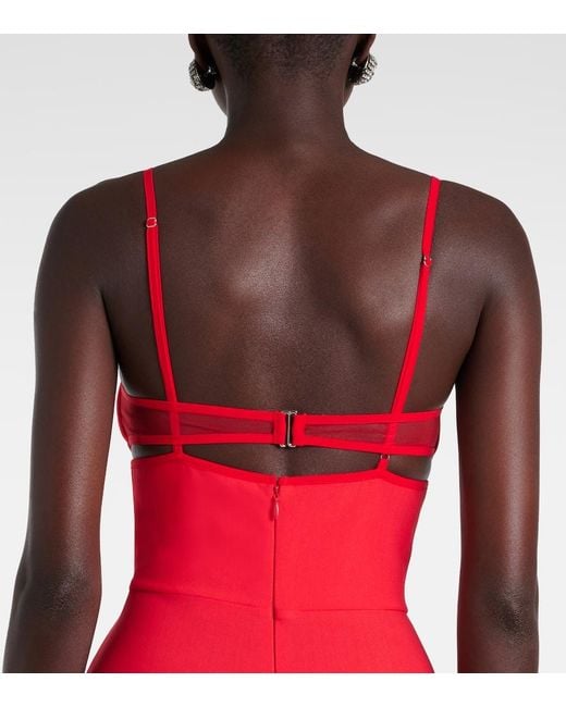 Nensi Dojaka Red Crepe Maxi Dress