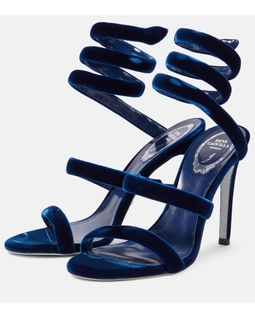 Sandales Cleo 105 en velours Rene Caovilla en coloris Blue