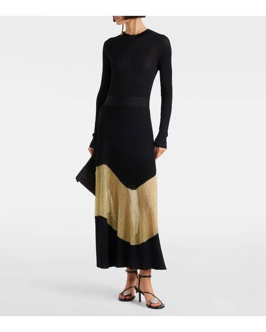 Ulla Johnson Black Maxikleid Roanne Aus Strick Und Lame